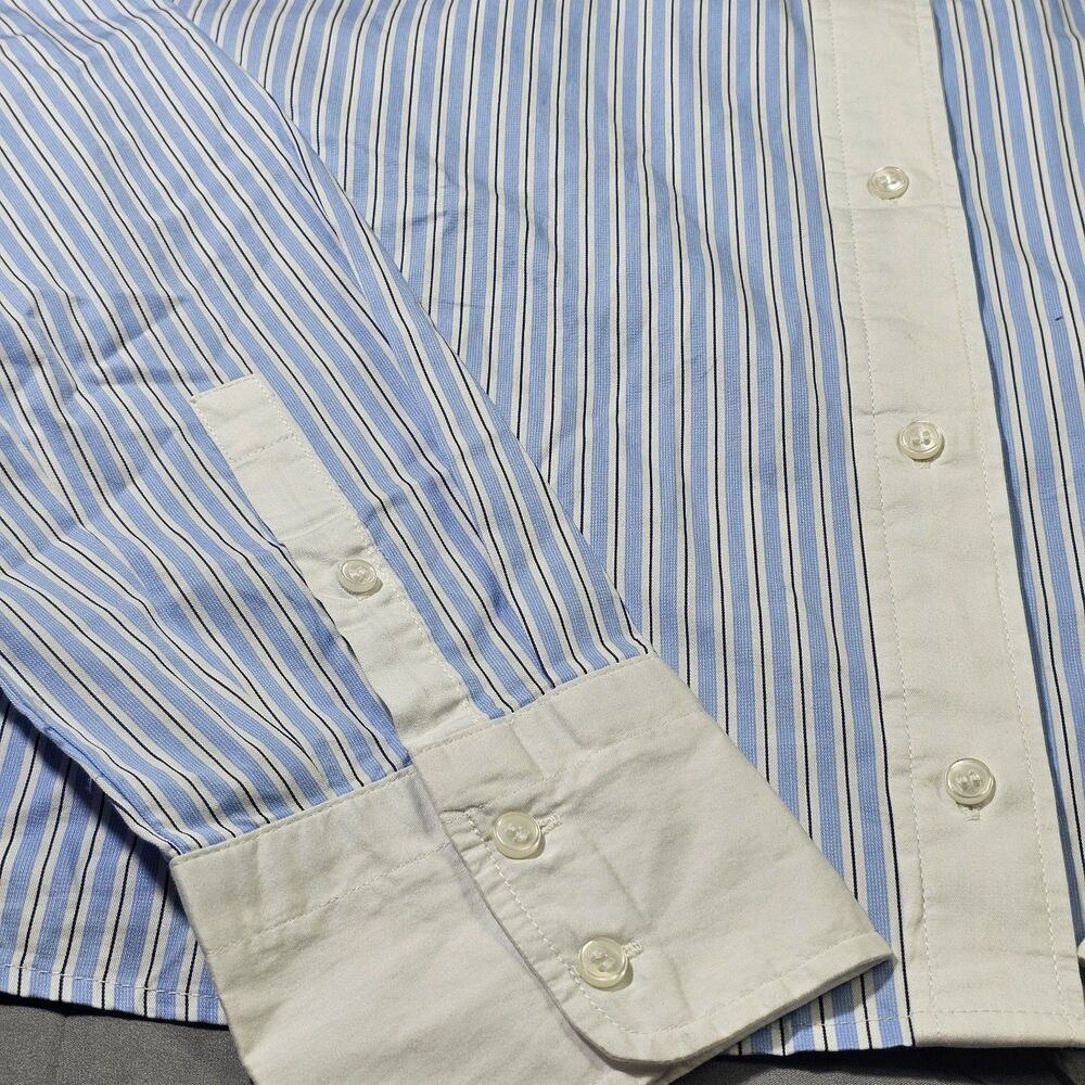 H&M women's blue and white striped oversized poplin shirt - Picture 4 of 12